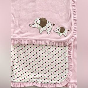 Gymboree infant baby girl blanket elephant polka dots New with tag